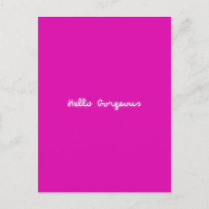 hallo Prachtige Neon   Roze meisje met een moderne Briefkaart