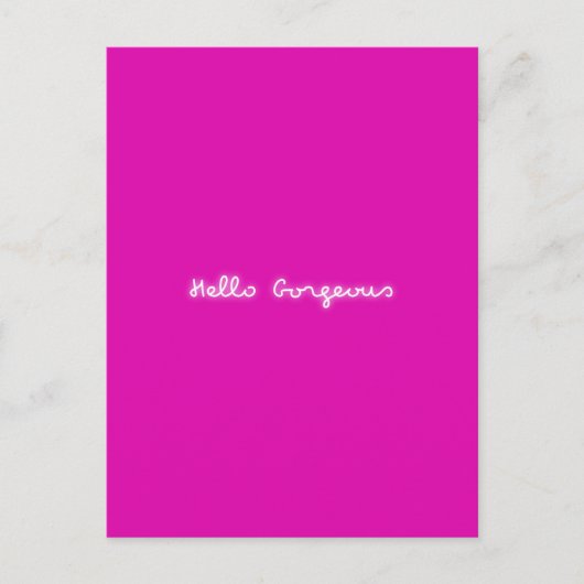 hallo Prachtige Neon | Roze meisje met een moderne Briefkaart (Voorkant)