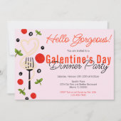 Hallo Prachtige Roze Galentine's Day Dinerfeest Kaart (Voorkant)