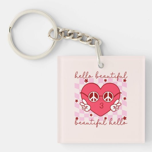 hallo prachtige roze harthart sleutelhanger (Voorkant)