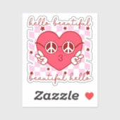 hallo prachtige roze harthart sticker (Vel)