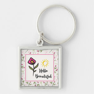 hallo prachtige  Roze Sinaasappel Wildlflower Sleutelhanger