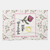 hallo prachtige  Roze Sinaasappel Wildlflower Theedoek (Horizontaal)