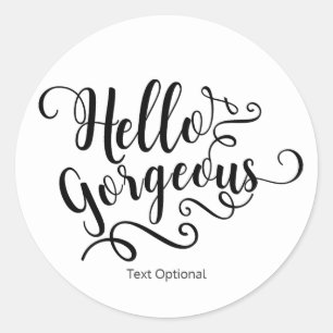 Hallo Prachtige Typografie Calligrafie Aangepast Ronde Sticker