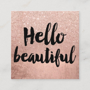 hallo prachtige typografie roos goud glitter 2 vierkante visitekaartje
