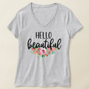hallo prachtige Waterverf Rozen Typografie T-shirt