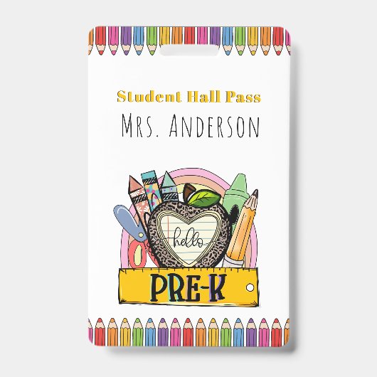 hallo Pre K Hall Pass Badge (Voorzijde)