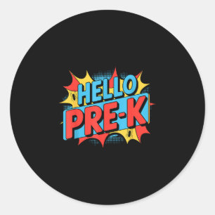 Hallo pre-k peuterspeelzaal squad spin terug naar ronde sticker