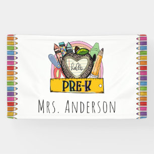 Hallo Pre-k Terug naar school Klaslokaal Spandoek
