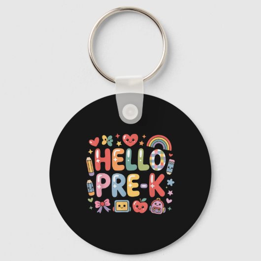 Hallo Pre-k Terug naar school Leraar Fun Gra Sleutelhanger (Voorkant)