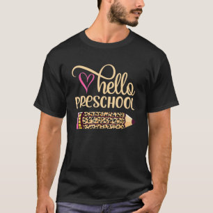 Hallo Preschool Luipaard Potlood Terug naar School T-shirt