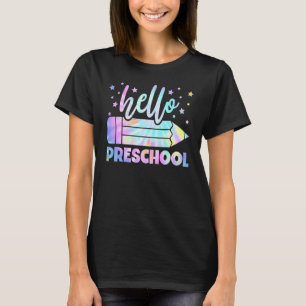 Hallo Preschool Tie Dye Potlood Leraar Terug naar T-shirt