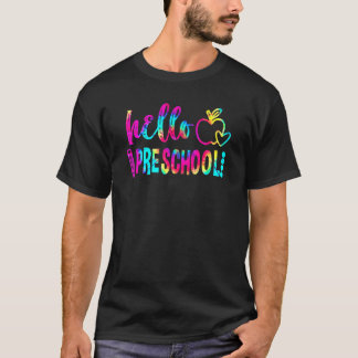 Hallo Preschool Tie Dye Teacher Student Terug naar T-shirt