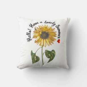 Hallo! Prettige zomer - Oude zonnebloem Kussen