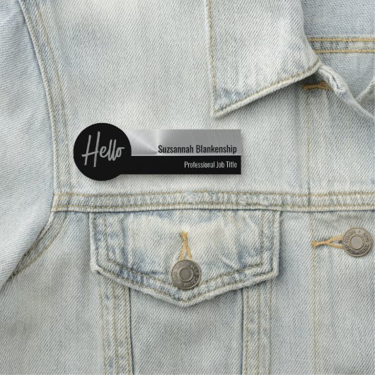 hallo Professional Faux Silver Metallic Naamplaatje (In situ)