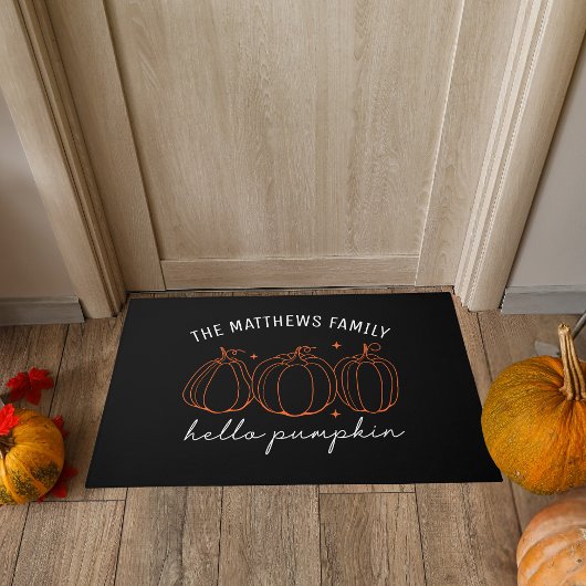 Hallo Pumpkin aangepaste familienaam herfst Deurmat