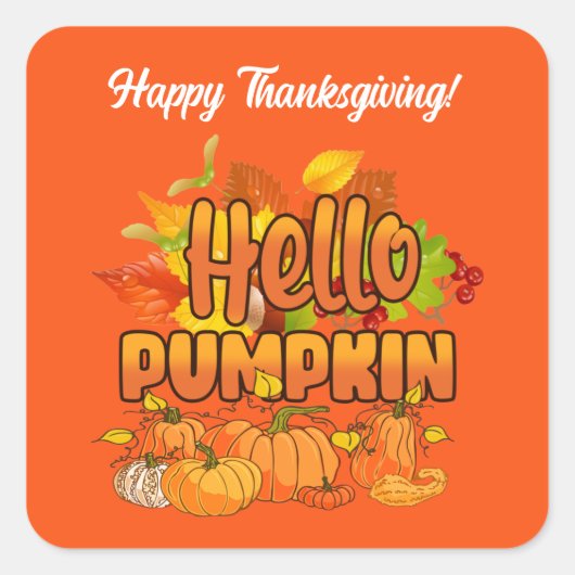 hallo Pumpkin Autumn Customize Vierkante Sticker (Voorkant)