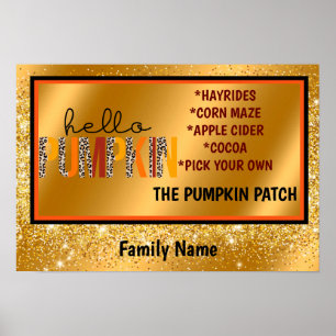 hallo Pumpkin Herfst Autumn past Tekst en Kleur aa Poster