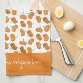 hallo Pumpkin Pattern Herfst Oranje Green Theedoek (Quarter Fold)