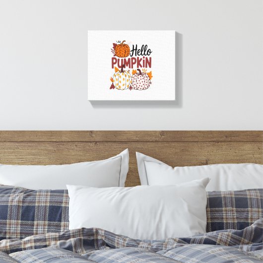Hallo Pumpkin Png, Herfst Vibes Canvas Afdruk (Insitu (Slaapkamer))