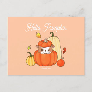 hallo Pumpkin Puppy in een pompoen Cute Kawaii Briefkaart