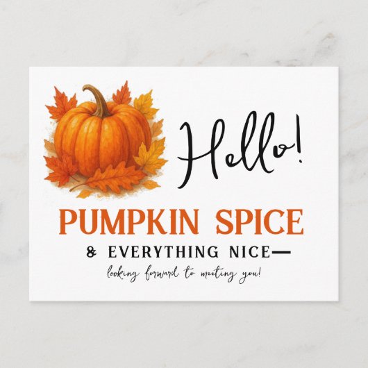 Hallo Pumpkin Spice & Everything Leuke buurman Aankondigingskaart (Voorkant)