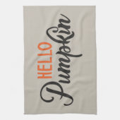 "Hallo Pumpkin" zilverbeige met moderne letters Theedoek (Verticaal)