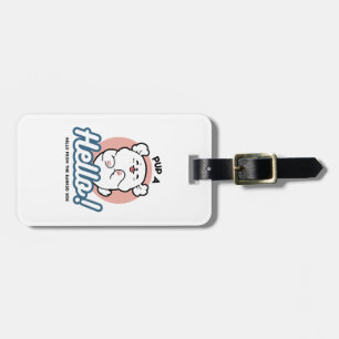 Hallo Pup a! – Happy White Dog Cartoon Design Bagagelabel