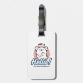 Hallo Pup a! – Happy White Dog Cartoon Design Bagagelabel (Achterkant verticaal)