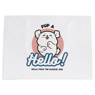 Hallo Pup a! – Happy White Dog Cartoon Design Groot Cadeauzakje