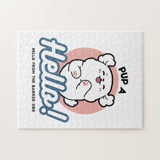 Hallo Pup a! – Happy White Dog Cartoon Design Legpuzzel (Horizontaal)
