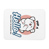 Hallo Pup a! – Happy White Dog Cartoon Design Magneet (Horizontaal)