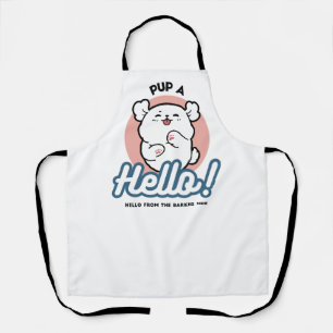 Hallo Pup a! – Happy White Dog Cartoon Design Schort