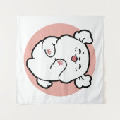 Hallo Pup a! – Happy White Dog Cartoon Design Wandkleed (Voorkant (horizontaal))