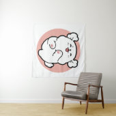 Hallo Pup a! – Happy White Dog Cartoon Design Wandkleed (In Situ (horizontaal))