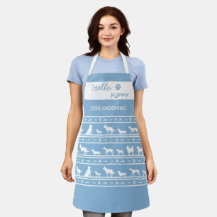 hallo puppy blue stripe Dog grooming Apron Schort