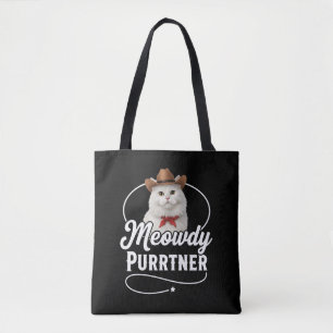 Hallo Purrtner Grappige Kat Cowboy Western Pun Ont Draagtas