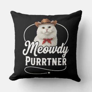 Hallo Purrtner Grappige Kat Cowboy Western Pun Ont Kussen