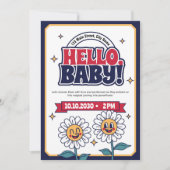 Hallo Retro Baby shower uitnodiging (Voorkant)