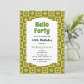 Hallo Retro Daisy Floral Checkered Kaart (Staand voorkant)