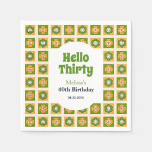 Hallo Retro Daisy Flower Checkered Servet