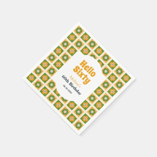 Hallo Retro Daisy Flower Checkered Servet (Hoek)