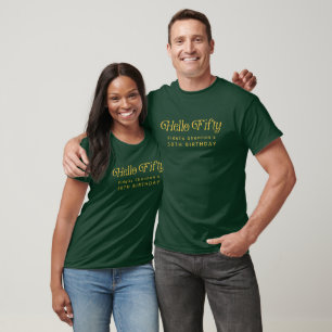 Hallo Retro groen en goud 50ste verjaardagsfeest T-shirt