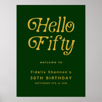 Hallo Retro groen & goud 50ste verjaardag Welkom b Poster