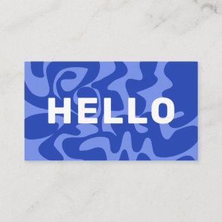 Hallo Retro Groovy Blauw Wit Squiggles Visitekaartje
