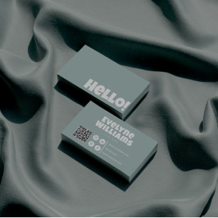 Hallo Retro Groovy Green QR-code Visitekaartje