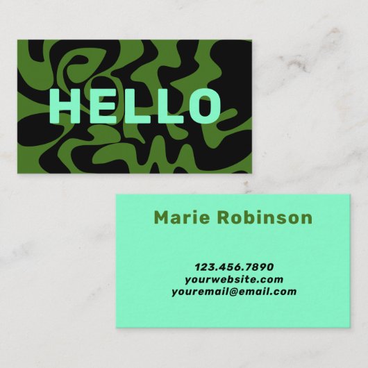 Hallo Retro Groovy Swirl Visitekaartje (Voorkant / Achterkant)