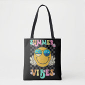 Hallo Retro Groovy Zomer Vibes Smile Face Draagtas (Voorkant)