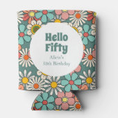 Hallo Retro Hippie Groovy Flower Blikjeskoeler (Achterkant)