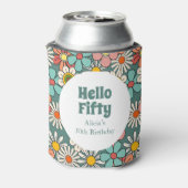 Hallo Retro Hippie Groovy Flower Blikjeskoeler (Blikje Achterkant)